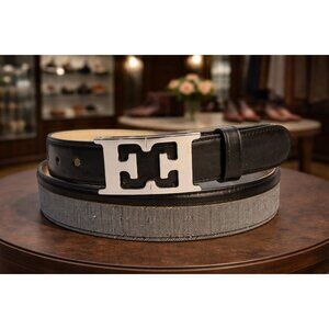 Rare Escada 90’s Gray Black Denim Belt Size M EU 40